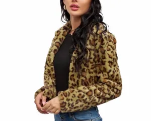 Leopard Pattern Faux Fur Coat