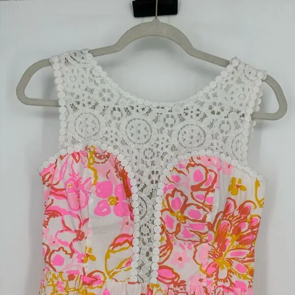 Lilly Pulitzer Reagan Fit &amp; Flare Mini Dress Size 6 Fit Flare Floral White Pink