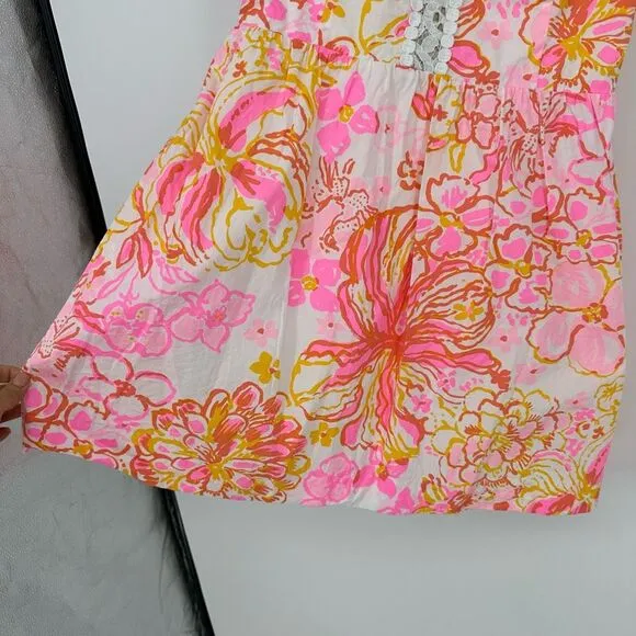 Lilly Pulitzer Reagan Fit &amp; Flare Mini Dress Size 6 Fit Flare Floral White Pink