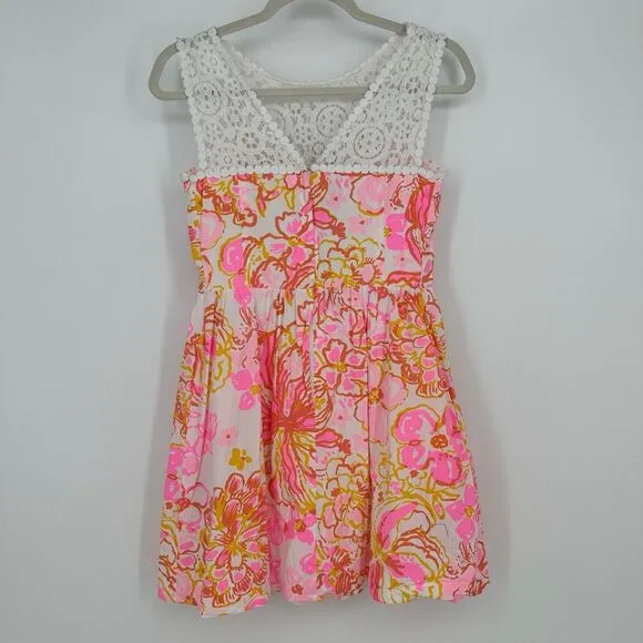 Lilly Pulitzer Reagan Fit &amp; Flare Mini Dress Size 6 Fit Flare Floral White Pink