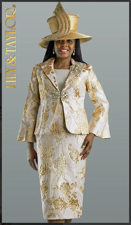 Lily And Taylor 4579 3pc Jacquard Ladies Skirt Suit