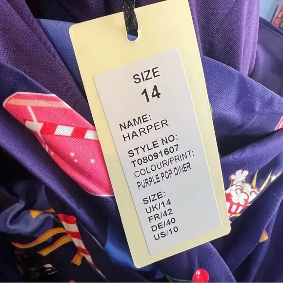 Lindy Bop Harper Pop Diner Dress Purple