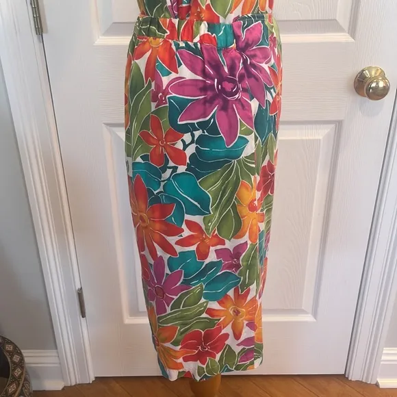 Liz Claiborne Lizsport tropical skirt blouse set M medium