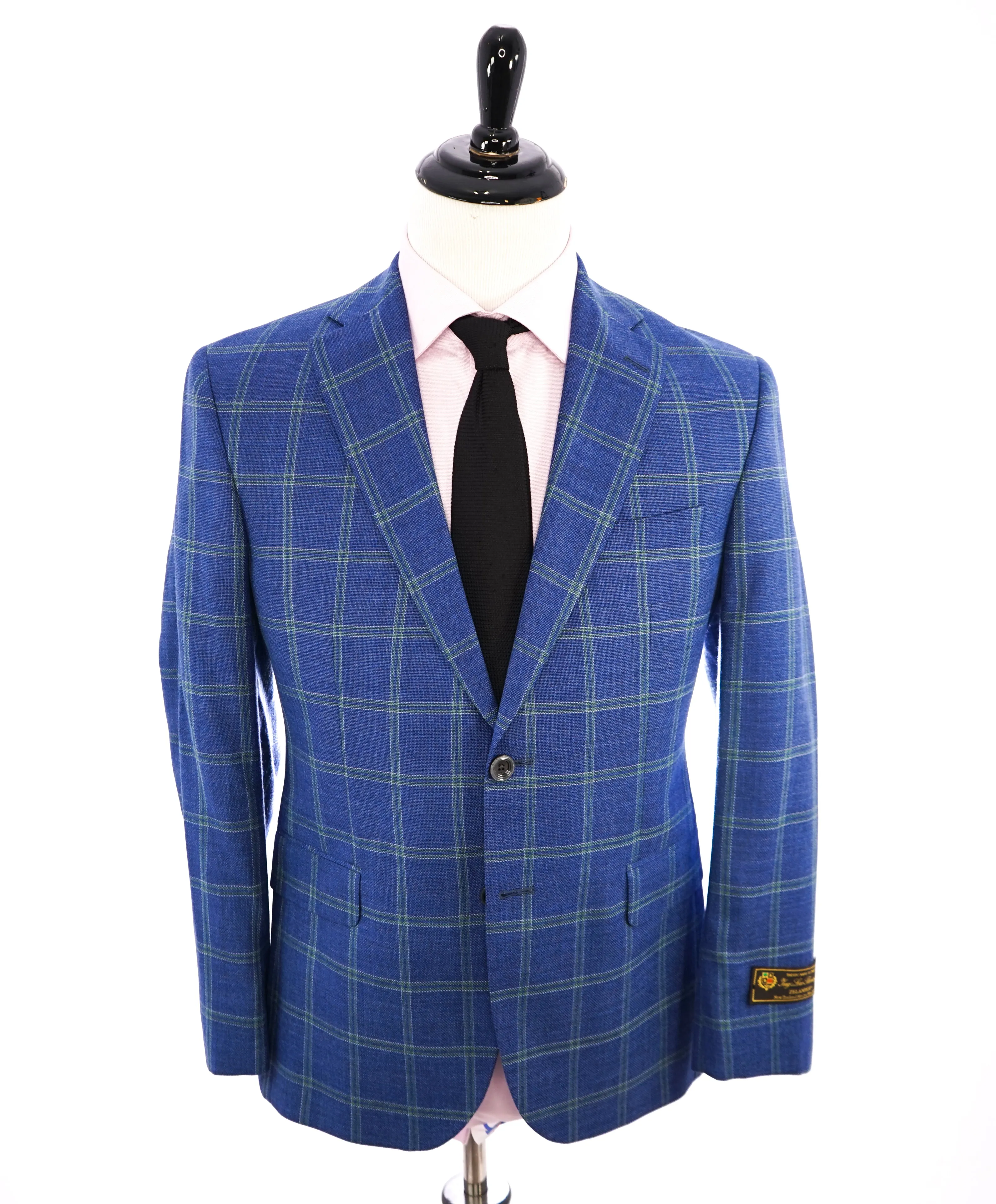 LORO PIANA -"Zelander" For SAKS 5TH AVE Wool/Silk Green Check Blazer- 40S