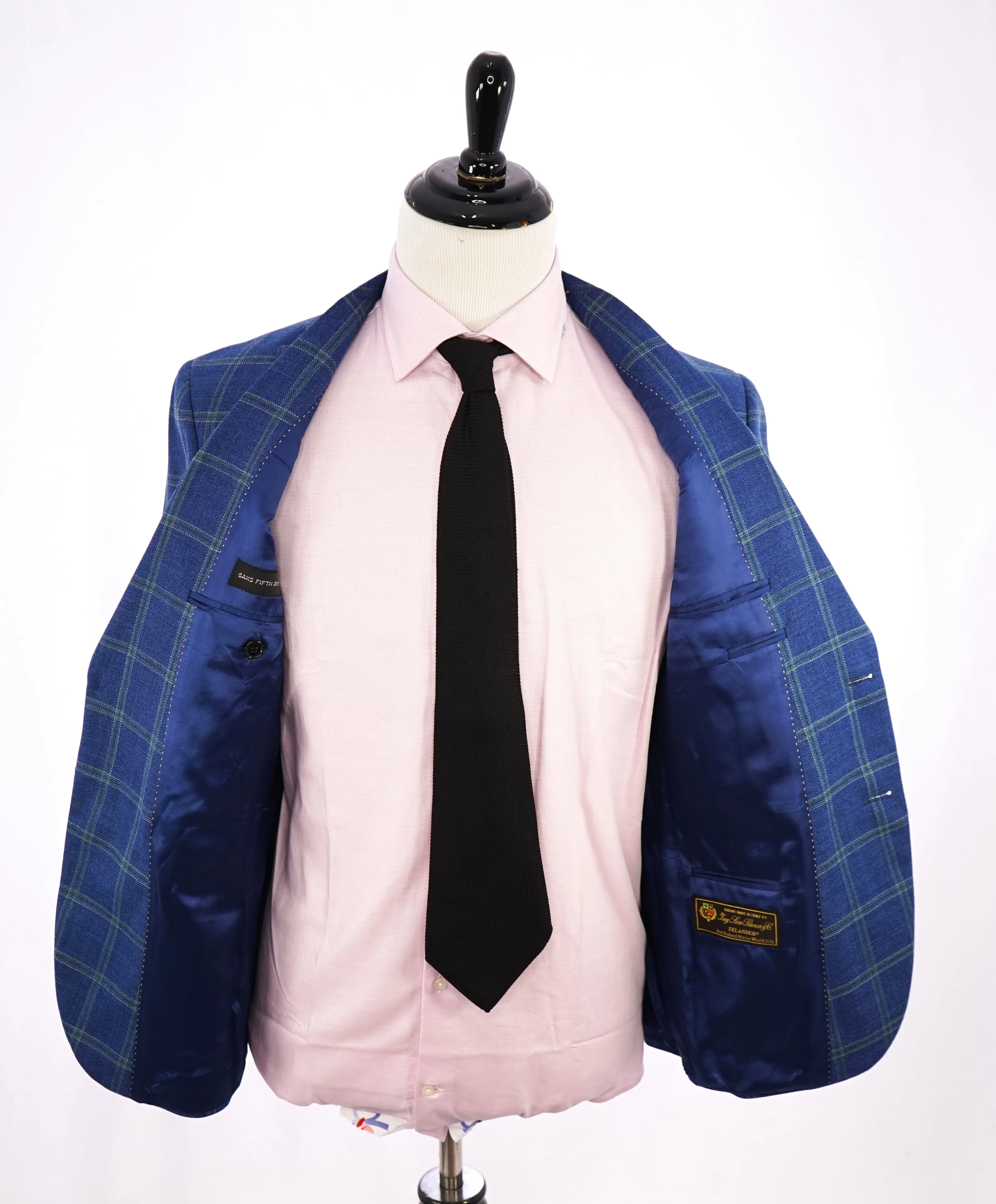 LORO PIANA -"Zelander" For SAKS 5TH AVE Wool/Silk Green Check Blazer- 40S