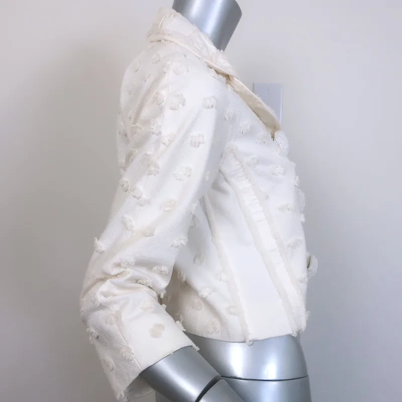 Louis Vuitton Cropped Jacket Cream Flocked Cotton Size 34