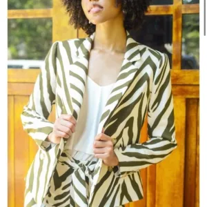Lucy Paris Double Breasted Zebra Print Axel Blazer Size M