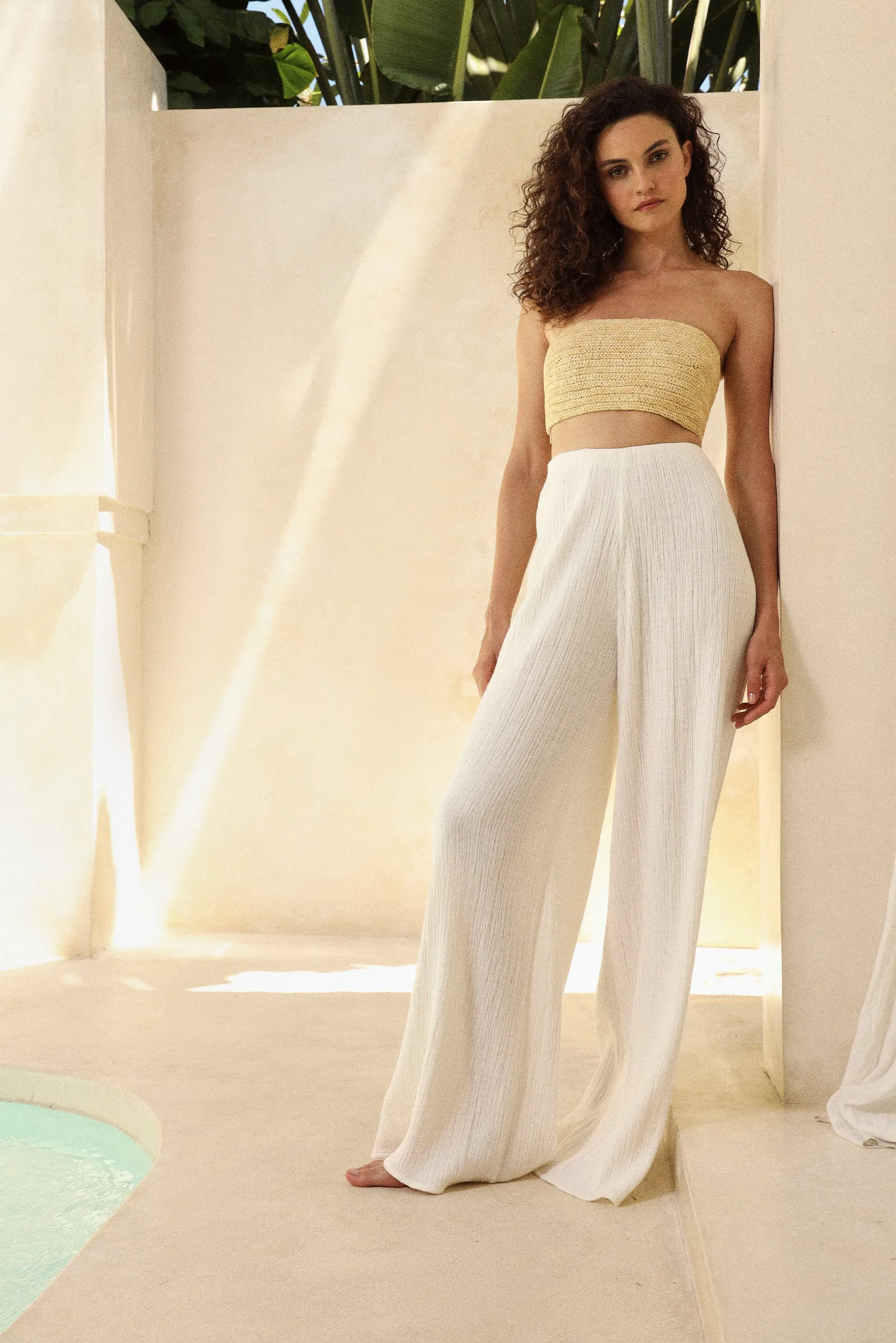 Madagascar Tube Bandeau (Light Creme) & Sorrento Pants (Ivory)