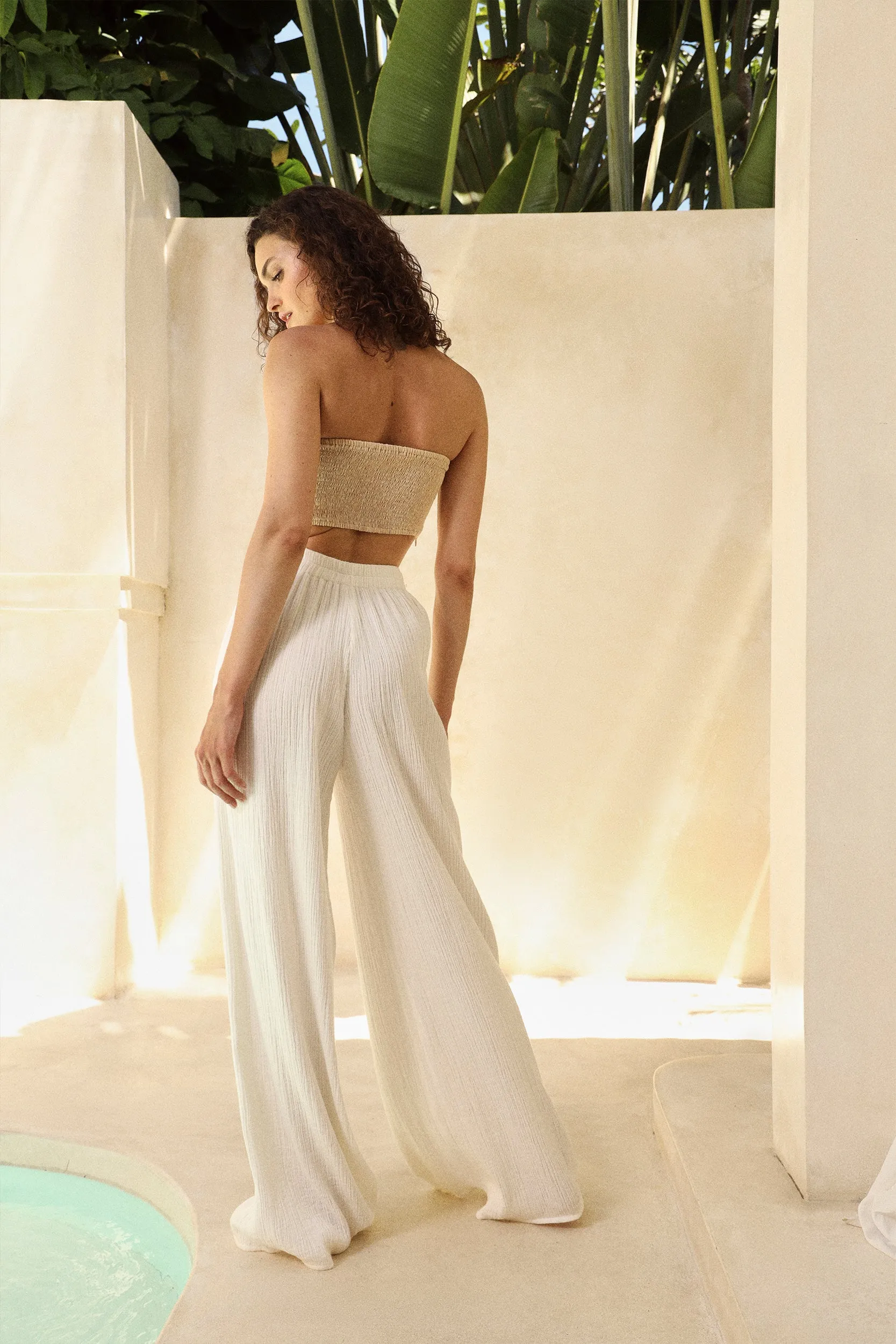 Madagascar Tube Bandeau (Light Creme) & Sorrento Pants (Ivory)