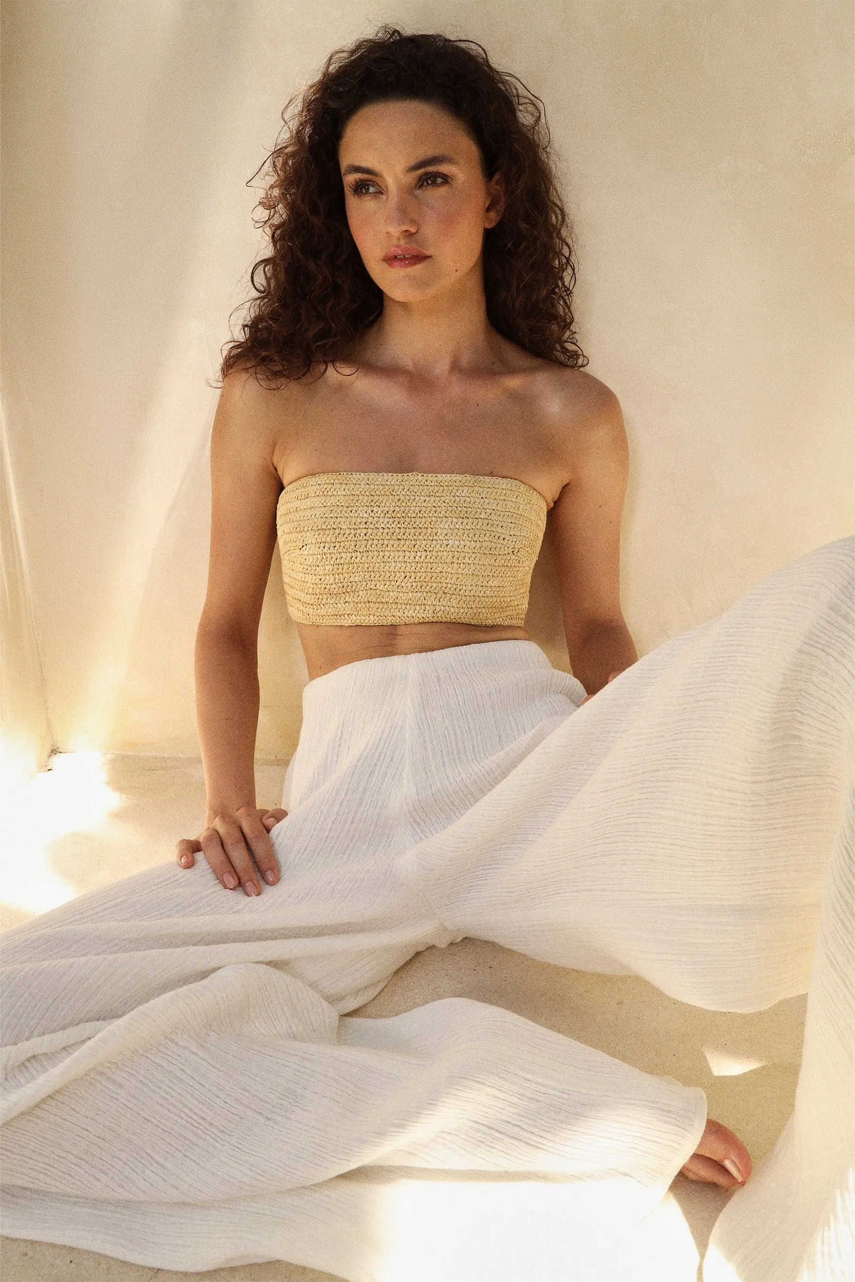 Madagascar Tube Bandeau (Light Creme) & Sorrento Pants (Ivory)