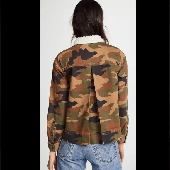 Madewell Northward Cropped Army Jacket in Cottontail Camo Sherpa Edition