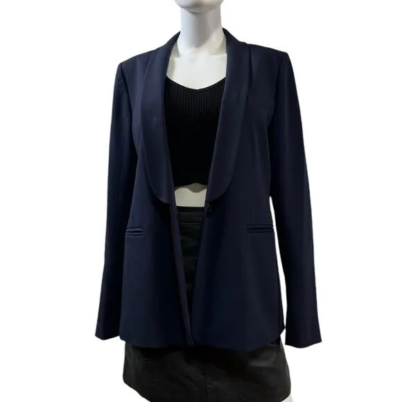 Madewell Womens Navy Blue Shawl Collar Single Button Blazer Size US 12
