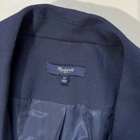 Madewell Womens Navy Blue Shawl Collar Single Button Blazer Size US 12
