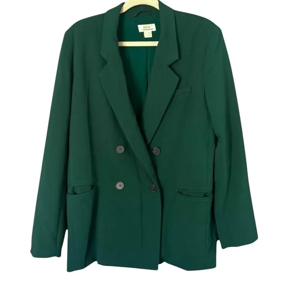 Maeve Double-Breasted Blazer Dark Green Women's 8 Ponte Knit Relaxed Fit NEW