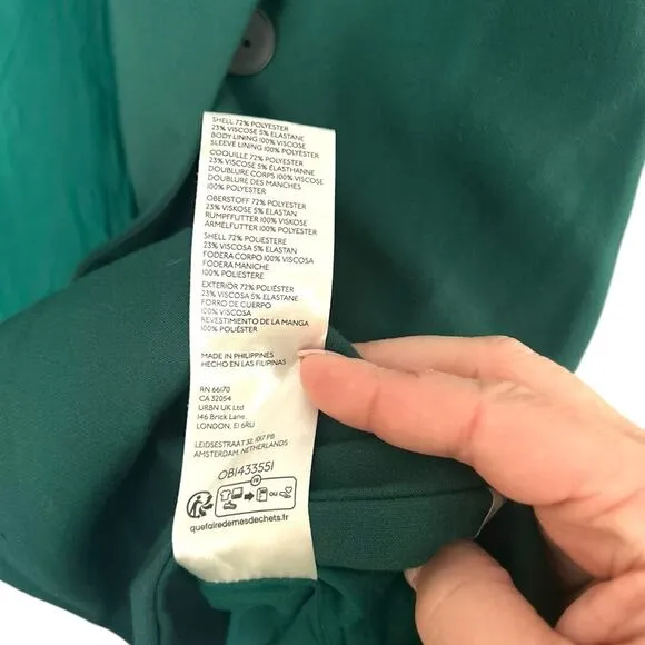 Maeve Double-Breasted Blazer Dark Green Women's 8 Ponte Knit Relaxed Fit NEW