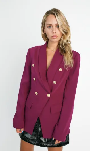 Magenta Double Breasted Blazer