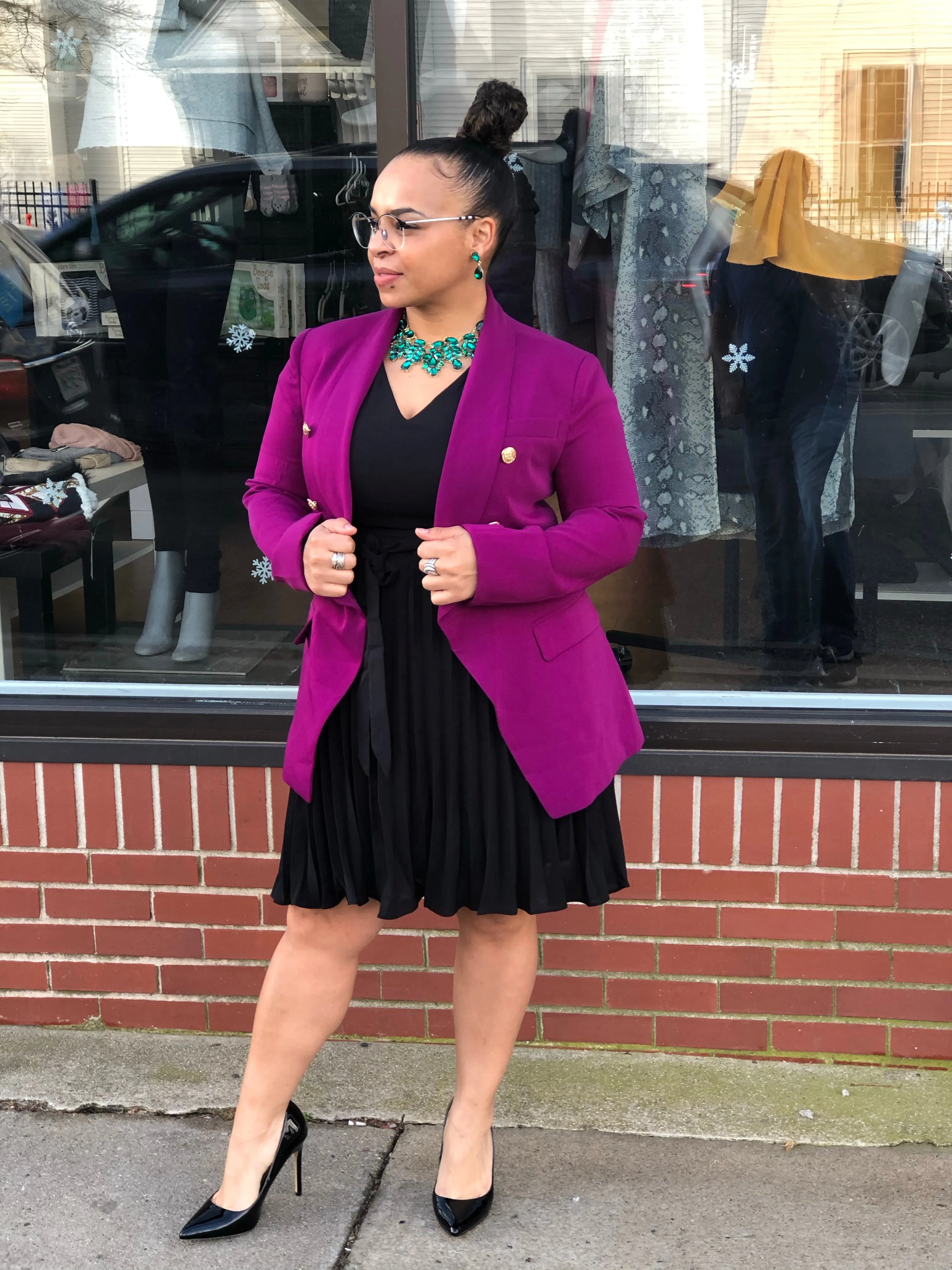 Magenta Double Breasted Blazer