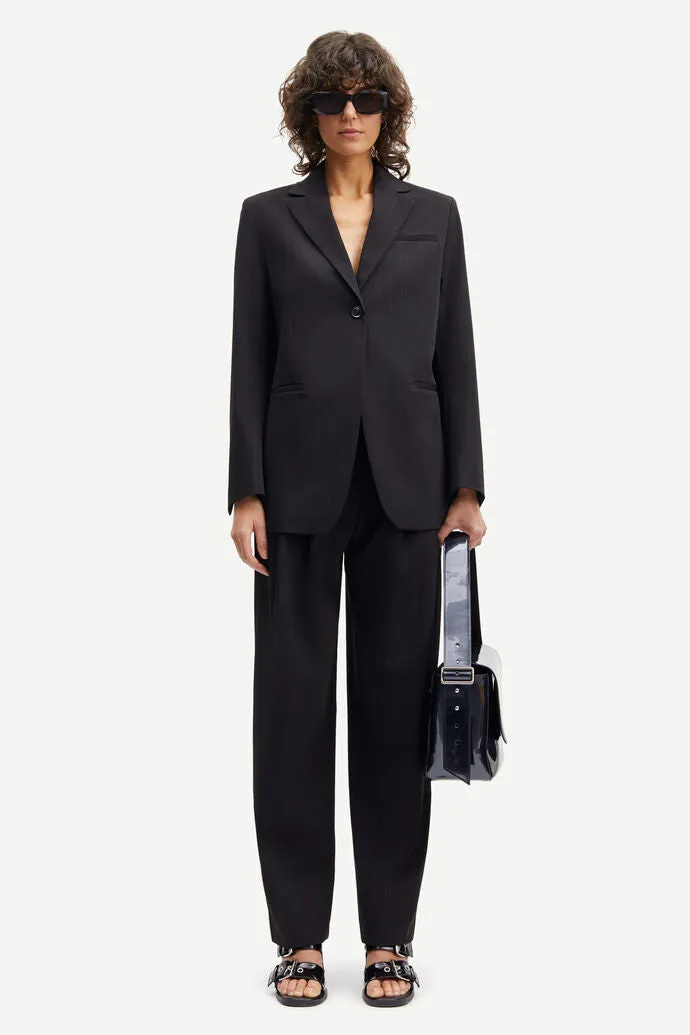 MARA Chalk Stripe Blazer | Black Stripe