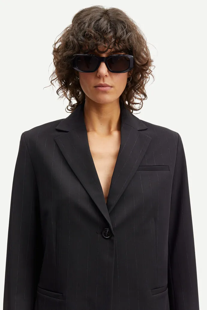 MARA Chalk Stripe Blazer | Black Stripe