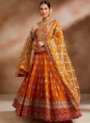 Marigold Multicolor Embroidered Georgette Anarkali