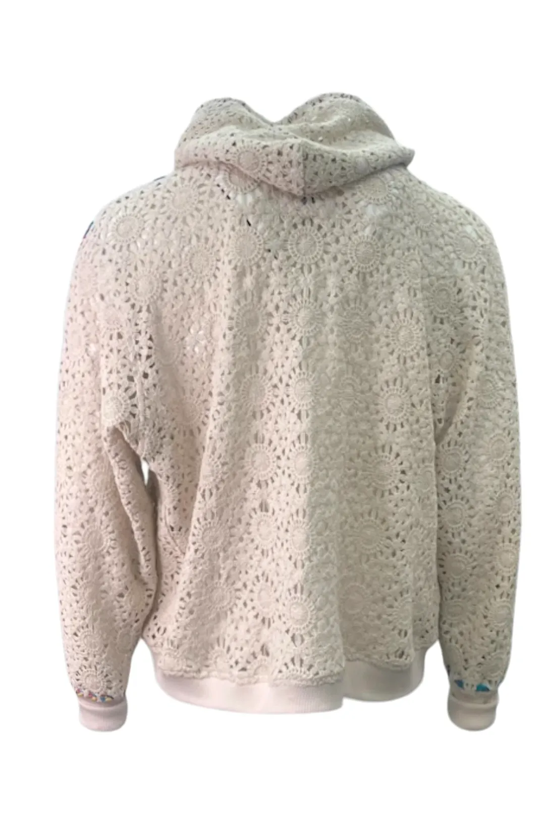 Mario Lace Square Oversized Zip Hoodie | Natural