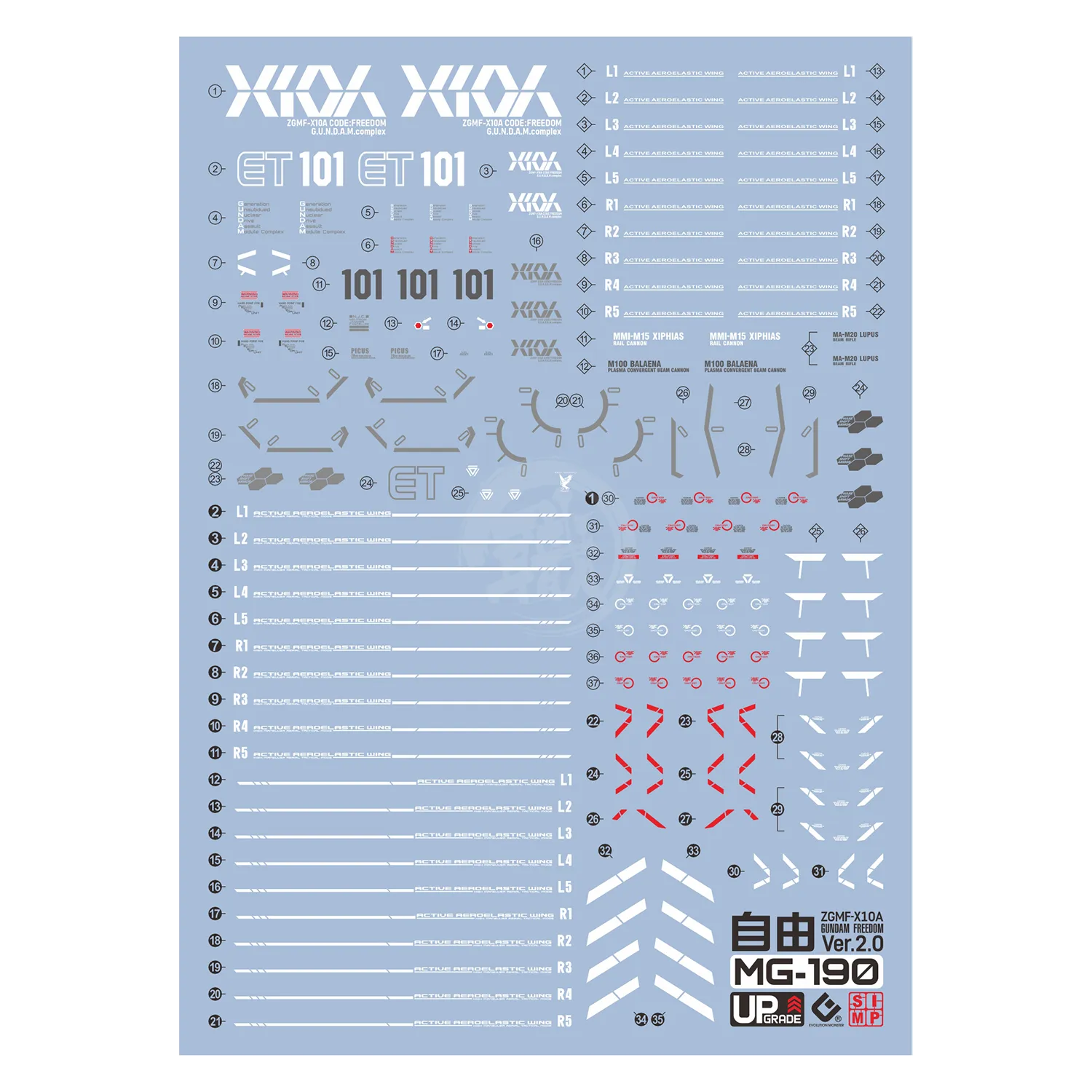 MG Freedom Gundam [Ver. 2.0] Waterslide Decals [UV]