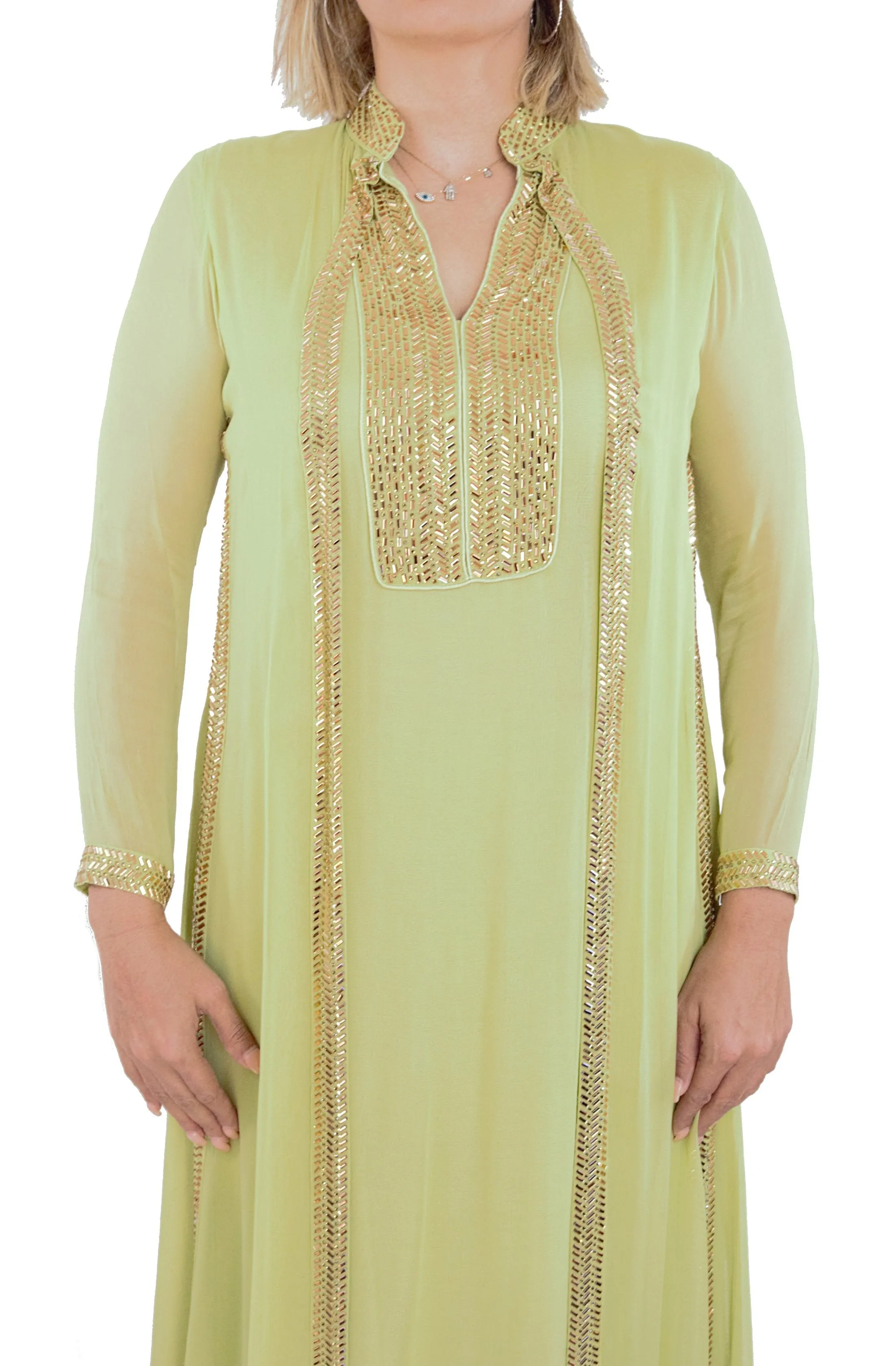 Mint Green Suit Swarovski Crystals Work With Leggings And Dupatta