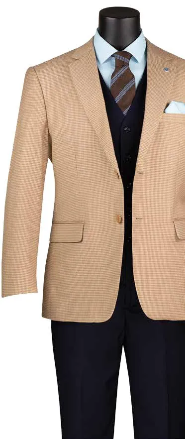 Modern Fit Houndstooth Pattern Jacket Tan BM-HT