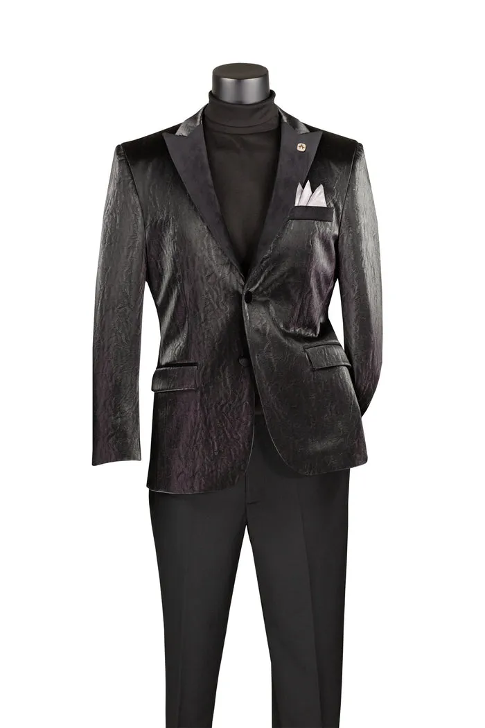 Modern Fit Velvet Blazer Black BML-1