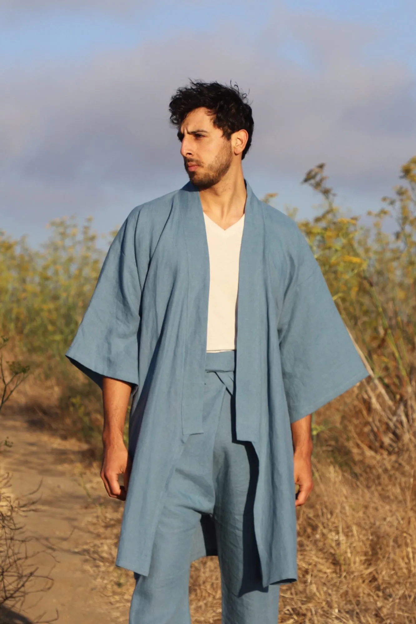 Nachi Linen Yukata in Cala Blue | Unisex