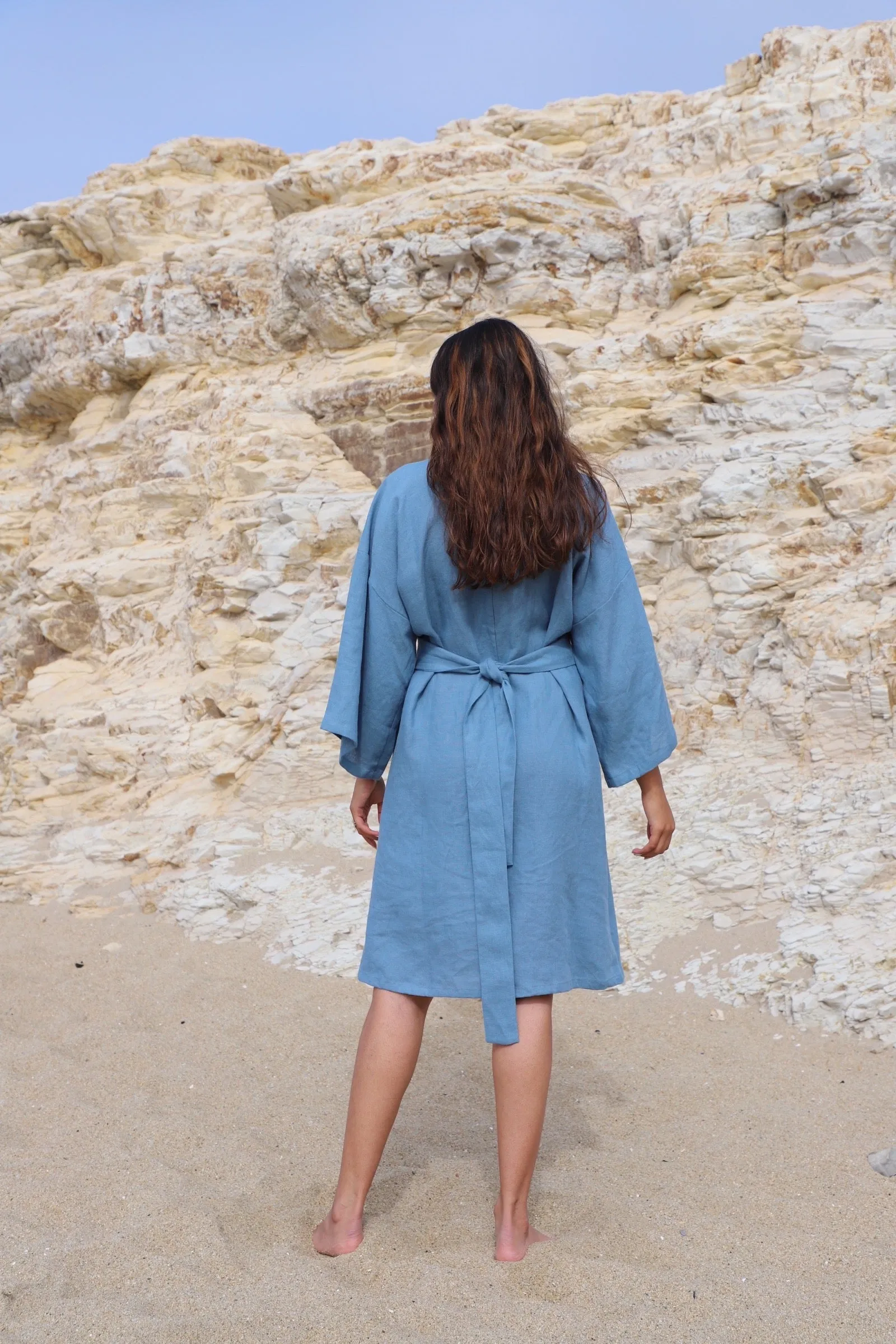 Nachi Linen Yukata in Cala Blue | Unisex