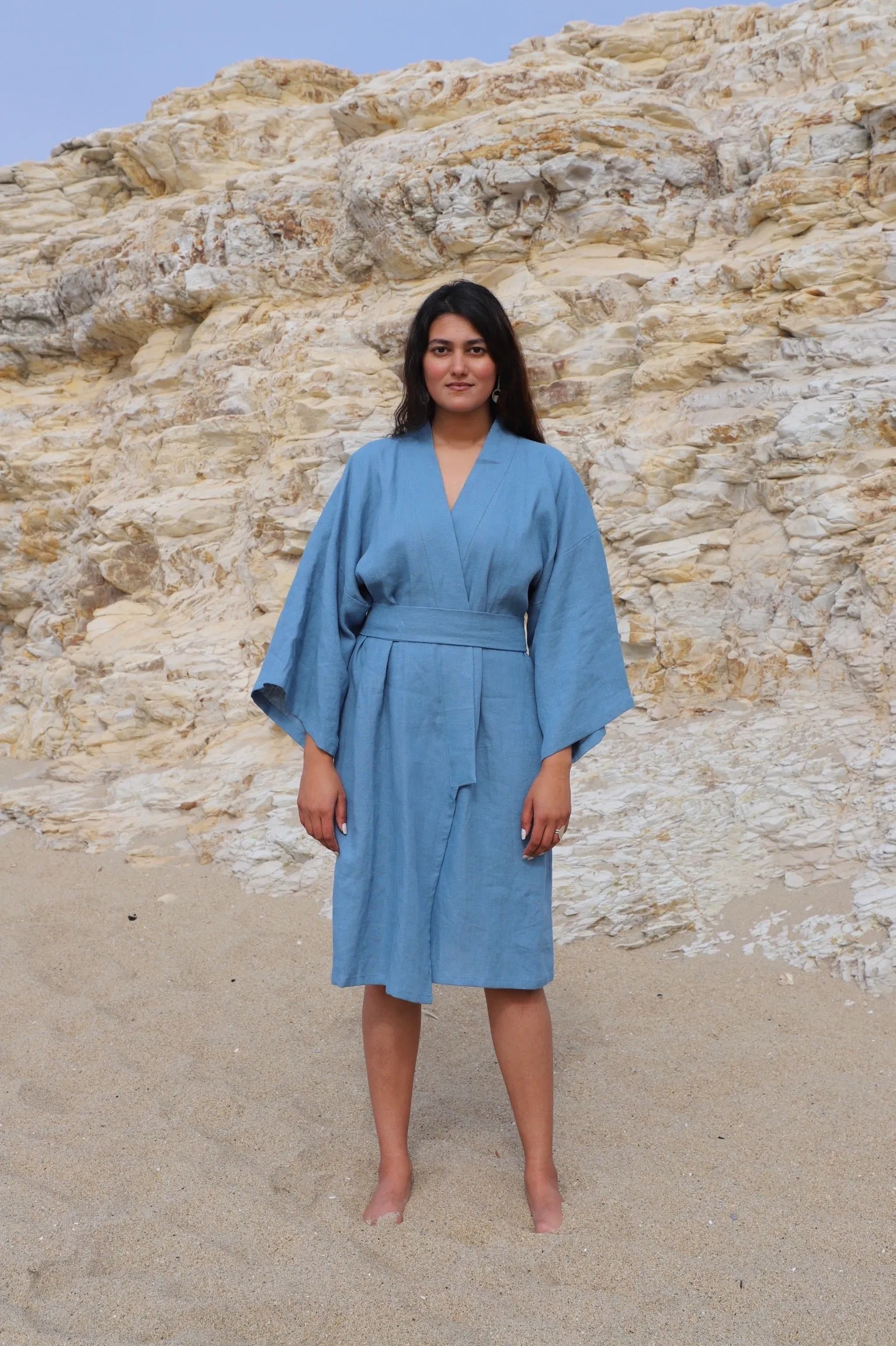 Nachi Linen Yukata in Cala Blue | Unisex