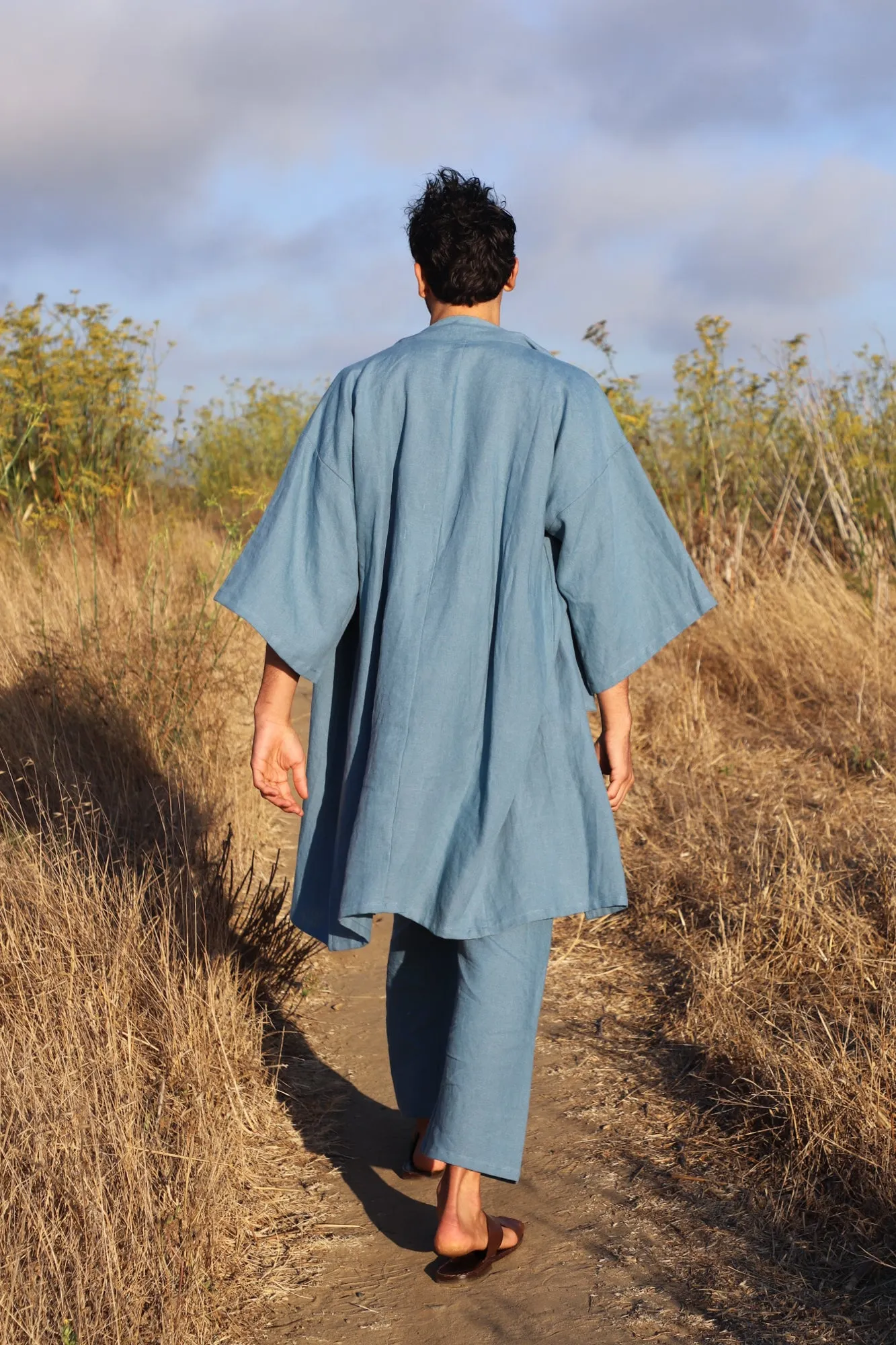 Nachi Linen Yukata in Cala Blue | Unisex
