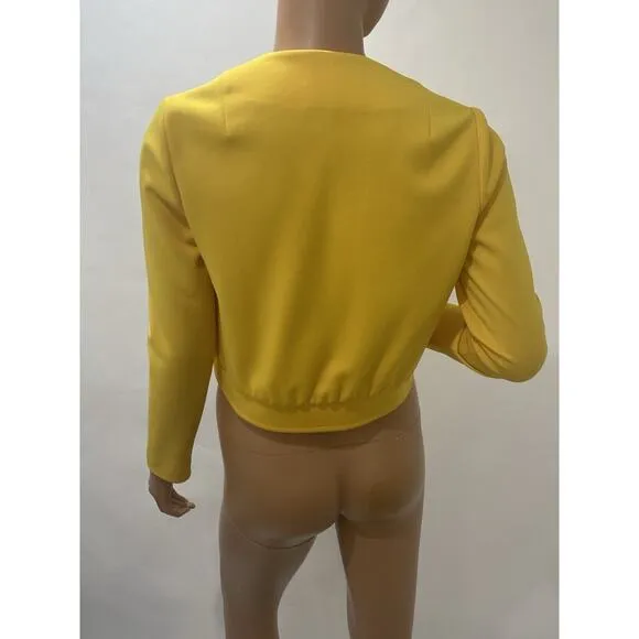 nardis of dallas Cropped Jacket cardigan Small Yellow Long Sleeve Vintage 90s