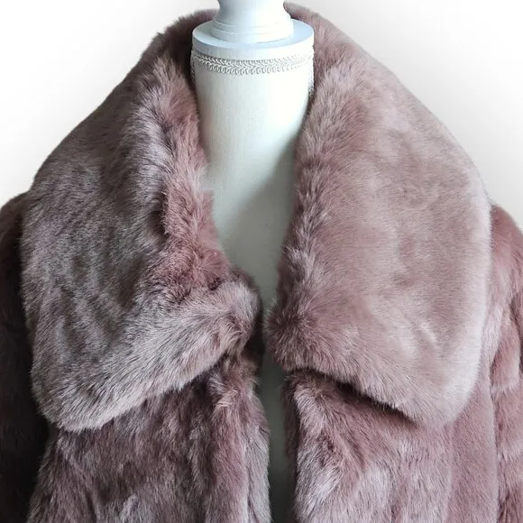 NEW! A New Day Smokey Pink Purple Rose Blush Faux Fur Coat.  US Size XXL. NWT