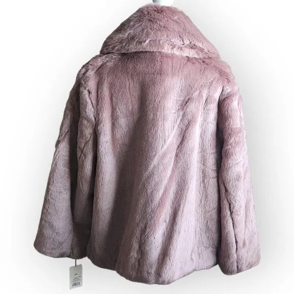 NEW! A New Day Smokey Pink Purple Rose Blush Faux Fur Coat.  US Size XXL. NWT