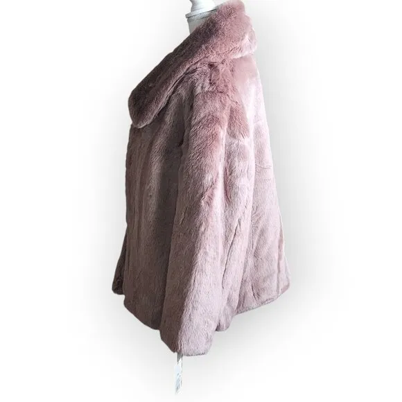 NEW! A New Day Smokey Pink Purple Rose Blush Faux Fur Coat.  US Size XXL. NWT