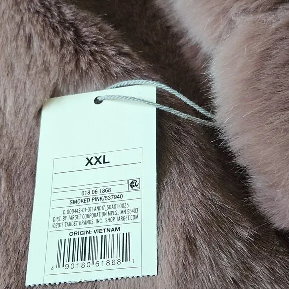 NEW! A New Day Smokey Pink Purple Rose Blush Faux Fur Coat.  US Size XXL. NWT