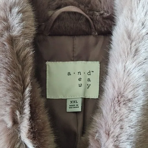 NEW! A New Day Smokey Pink Purple Rose Blush Faux Fur Coat.  US Size XXL. NWT