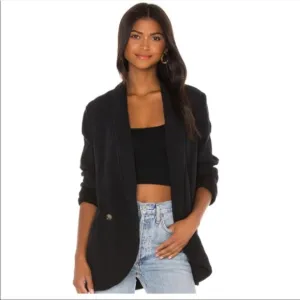 NEW Free People Rowen Black Cotton Lined Blazer Small