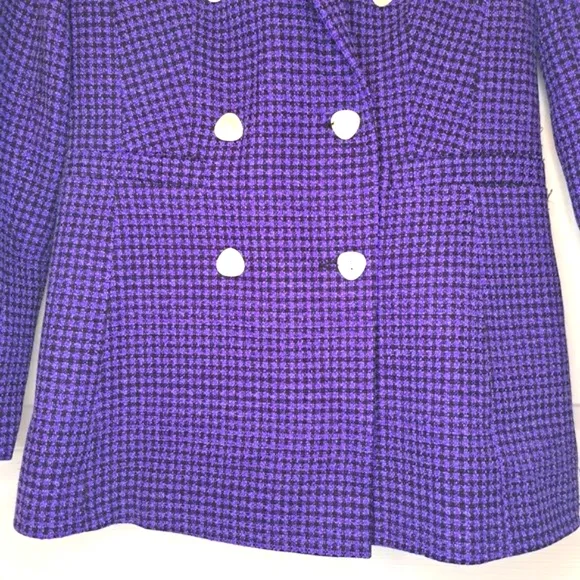 NEW Topshop Boucle Double Breasted Purple Black Blazer Size 4