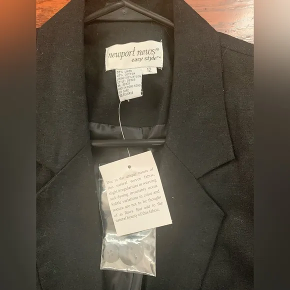 Newport News Linen Black Skirt Suit Size 12