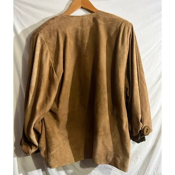 Nomad Woman's Jacket/Skirt Suit Set Vtg Leather Suede Brown Suit Size S