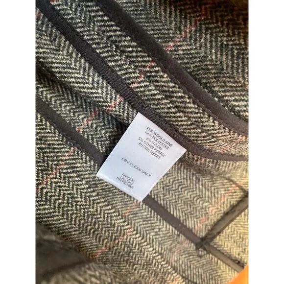 Nordstrom Double Breasted Plaid Tweed Academic Professional Wool Blazer Small