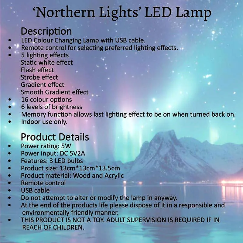 Northern Lights LED Projection Lamp | 16 Colour RGB Cube | Sensory Night Light with Remote Control