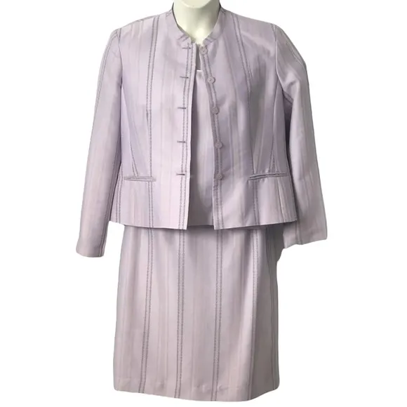 Norton McNaughton 3 piece women’s lilac light purple striped skirt suit Size 12P