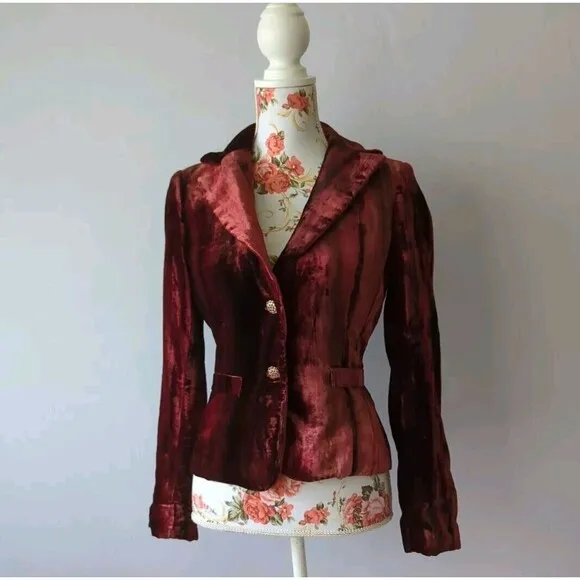 NWOT Cache Size 2 Velour Burnt Velvet Look Brown Black Whimsy Goth Witch Y2K