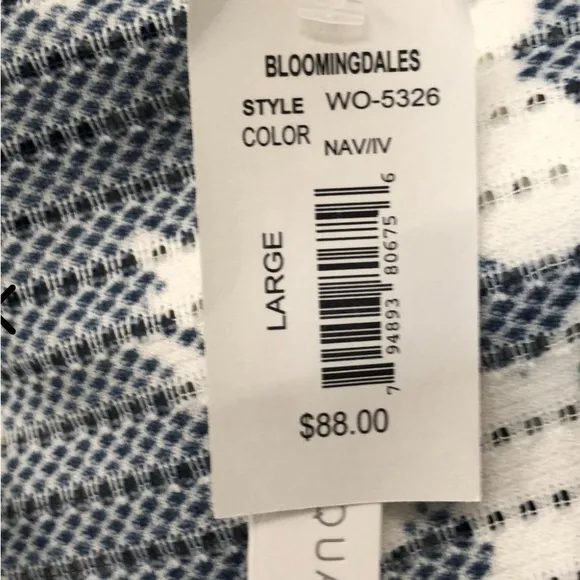 NWT AQUA Blue &amp; White Floral Sleeveless Fit &amp; Flare Dress Size Large $88 Crochet