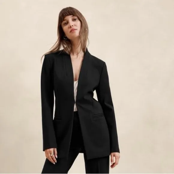 NWT! Banana Republic Black Ponte Collarless Blazer - Multiple Sizes 💙