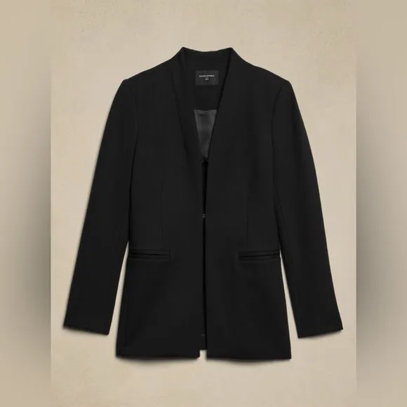 NWT! Banana Republic Black Ponte Collarless Blazer - Multiple Sizes 💙